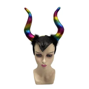 Serre-tête cornes de diable colorées pour fête d'enfants déguisement festival spectacle accessoires.