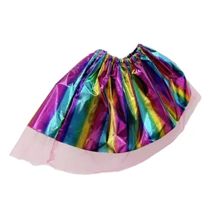 Jupe tutu arc-en-ciel metallique coloree pour enfants fete spectacle de costume d'enfant