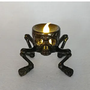 Halloween Totenkopf LED Nachtlicht Skelett Kerzenhalter gruselige Party Deko Requisite Detail