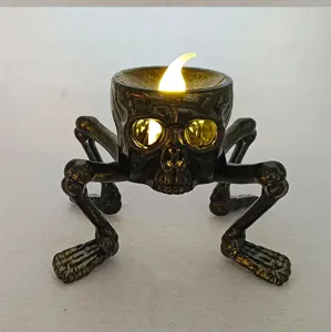 Nahaufnahme der Halloween Totenkopf Nachtlampe, einzigartiges Skelett-Design mit LED.