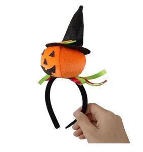 Halloween pumpkin witch hat headband cute kids party hair accessory detail shot
