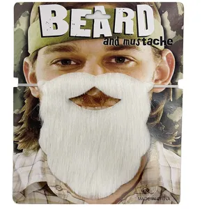 Finta barba e baffi bianchi accessorio di costume per festa di Halloween e Natale.