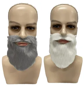 Finta barba oggetti di scena per feste Babbo Natale bianco grigio baffi di capelli sintetici per Halloween