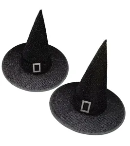 Chapeau de sorcière noir scintillant à boucle strass fête d'Halloween costume.