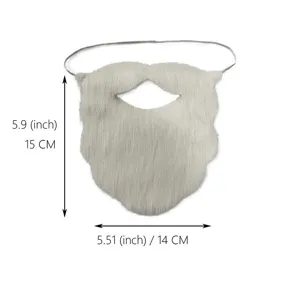 Finta barba in peluche bianco accessorio costume festa Halloween Natale decorazione novità