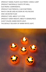 Halloween LED pumpkin electronic candle light, party atmosphere decorative night light.