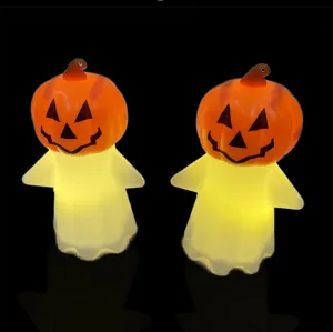Veilleuse citrouille fantôme lumineuse Halloween lumière LED jaune chaude déco de fête