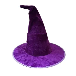 Chapeau de sorcière en velours violet Halloween rétro magie sorcier costume accessoire