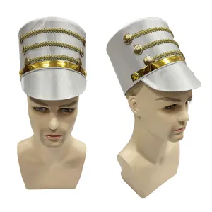 Sombrero soldado cascanueces sombrero uniforme tambor mayor blanco oro banda fiesta