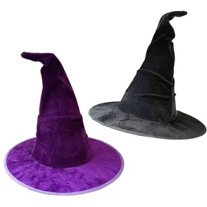 Chapeau de Sorcière Halloween Tissu Non Tissé Chapeau Pointu Sorcier Pour Cosplay Fête Costumée Accessoires