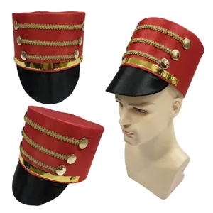 Sombrero de soldado cascanueces gorro de banda de música rojo negro fiesta navidad disfraz