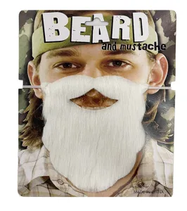 Set di finta barba e baffi bianchi ideale per feste in costume, Halloween e Natale.