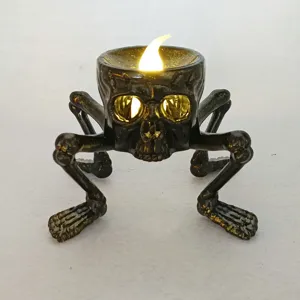 Halloween Totenkopf Nachtlicht LED Skelett Kerzenhalter gruselige Party Deko Tischlampe