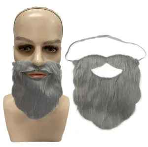 Finta barba grigia come accessorio per costume di Halloween, Natale e feste in maschera.