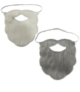 Set di barba finta per feste in maschera, peli facciali grigi e bianchi con cinturino elastico.
