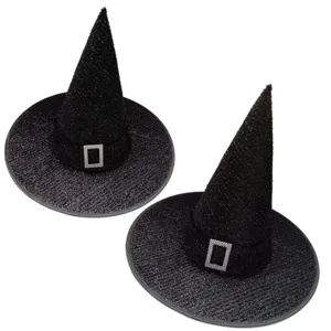 Ensemble de chapeaux de sorcière à paillettes noires pour fête d'Halloween costume large