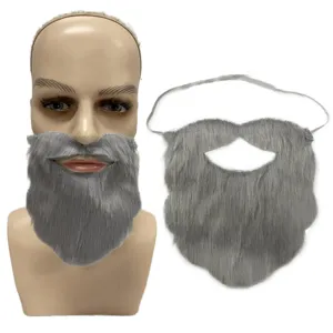Finta barba grigia accessorio costume per Halloween, festa di Natale e travestimento cosplay.