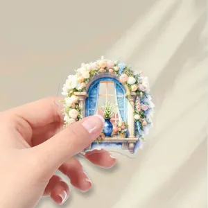 Adesivo decorativo floreale trasparente per finestra per diario, scrapbooking e progetti.