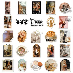 50pcs French romantic vintage stickers aesthetic Paris theme decor for laptop phone case.