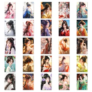 50pcs Chinese ancient style aesthetic girl decorative stickers for phone cases and scrapbooking.