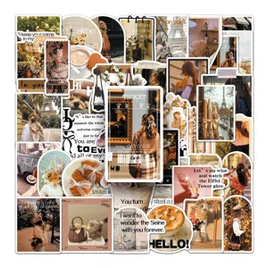 50PCS French aesthetic retro stickers set for phone case laptop DIY decoration waterproof