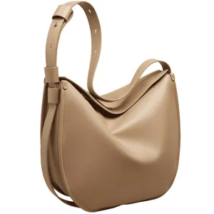 Minimalist casual soft leather shoulder bag large capacity commuting daily slouchy hobo bag.
