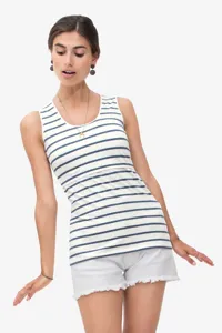 Women striped sleeveless nursing tank top casual summer basic apparel breathable top