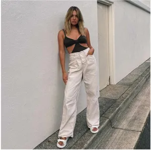 Women Summer Casual Sling Cut-Out Slim Fit Tank Top Trendy Streetwear Apparel Chic