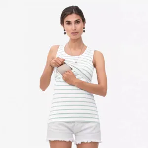 Women striped sleeveless nursing tank top for breastfeeding mothers casual summer apparel