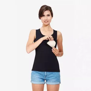 Womens nursing tank top sleeveless breastfeeding vest with double layer for easy feeding.