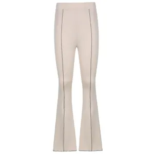 Solid color casual flare pants women high waist stretch trousers for stylish daily wear outfit