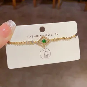 Bracciale di perle in metallo con rombo di zirconi pieni di lusso vintage francese