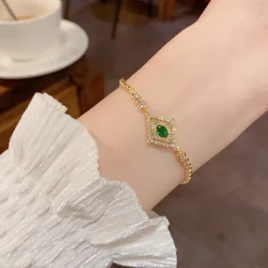 Bracciale di perle in metallo rombo zircone di lusso vintage francese per donne eleganti