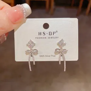 S925 Silber Nadel Zirkon Diamant Schleife Ohrringe zarte Mode Luxus Ohrringe Damen