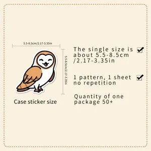 Cute cartoon owl waterproof graffiti stickers for DIY phone case and luggage, 50pcs.