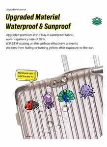 Waterproof cartoon animal stickers detail display on suitcase surface with cute animals