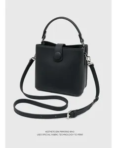 Sac seau en cuir noir femme sac bandouliere sac a main decontracte elegante chic sacoche