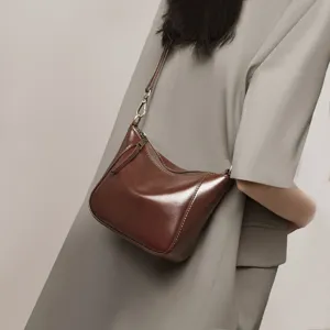 Genuine Leather Shoulder Bag For Women 2025 Autumn Winter Waxed Leather Casual Handbag Crossbody Bag Female