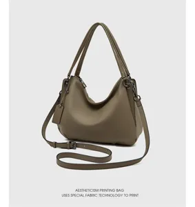 Genuine leather shoulder bag women 2025 new versatile crossbody tote handbag chic top layer cowhide