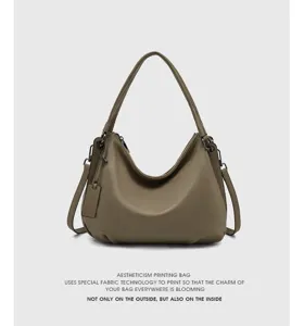Stylish genuine leather shoulder bag for women, versatile crossbody hobo handbag design.