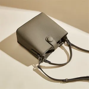 Sac seau en cuir veritable pour femme bandouliere sac a main minimaliste elegant taupe