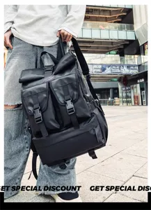 Zaino impermeabile roll-top uomo moda tempo libero borsa scuola viaggio urbano casual