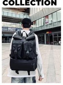 Zaino roll-top impermeabile elegante da uomo per tempo libero, lavoro, viaggi, scuola.