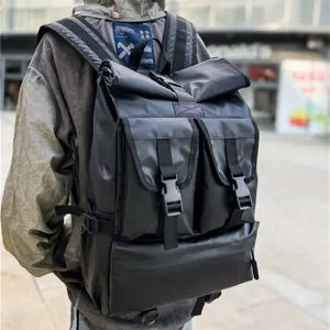 Zaino Tattico Impermeabile da Uomo Grande Capacità Roll Top Viaggio Affari Laptop Escursionismo All'Aperto