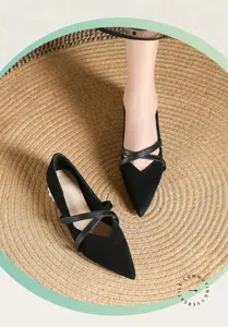 Chaussures Mary Jane femme à bout pointu français, bel affichage de détail élégant.