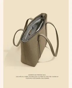Chic women's crocodile pattern tote bag with large capacity, ideal for daily work and commuting.