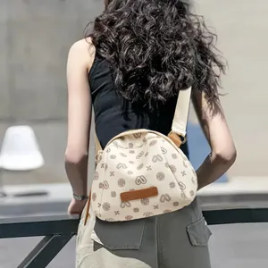 Retro Monogram Pattern Women Crossbody Bag Synthetic Leather Shell Shoulder Bag Casual Daily Top Handle Handbag