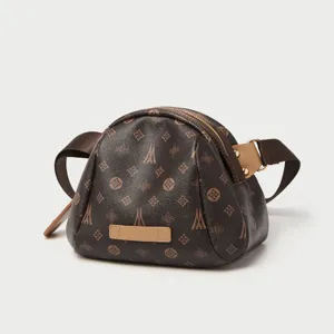 Brown monogram women crossbody bag vintage style dome shoulder bag casual daily handbag