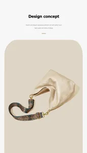 Effen schoudertas met vintage patroon band, grote capaciteit oksel tote tas voor dagelijks.