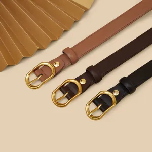 Discover our 2025 stylish thin leather belt for women, featuring elegant metal buckles for jeans.